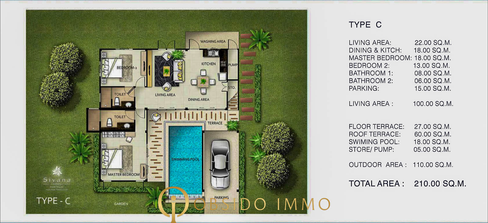 Obsido – Achat immobilier – Hua Hin – villa – Sivana garden – plot 19-3